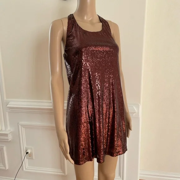 NWT French Connection Sequined Racerback Mini Dress, Size 10 - Picture 2 of 9